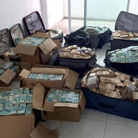 Valijas y cajas repletas de dinero en el "bunker" de Geddel Vieira Lima / Policía Federal