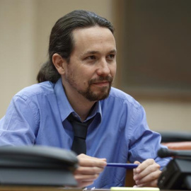 El líder de Podemos, Pablo Iglesias, en la Comisión de Justicia del Congreso de los Diputados. Emilio Naranjo / EFE