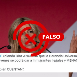 13/07/2023 Imagen que muestra el supuesto mensaje de Yolanda Díaz sobre la herencia universal