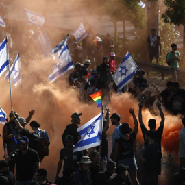 Protestas en Israel por la la primera ley de la polémica reforma judicial de Netanyahu, aprobada este lunes, en Jerusalén a 25 de julio de 2023.