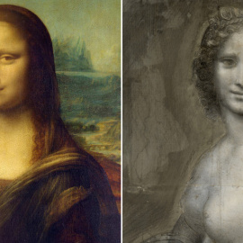 La 'Mona Lisa' de Leonardo da Vincim, y la pintura encontrada en París.