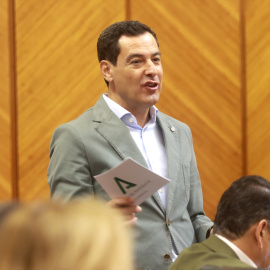 El presidente de la Junta de Andalucía, Juan Manuel Moreno, este jueves.