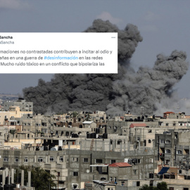 11 October 2023, Palestinian Territories, Khan Yunis: Smoke rises after Israeli air strikes on the city of Khan Yunis in the southern Gaza Strip. Photo: Abed Rahim Khatib/dpa
11/10/2023 ONLY FOR USE IN SPAIN