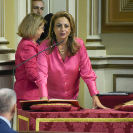 La diputada Cristina Valido durante la constitución de la XI Legislatura del Parlamento de Canarias, a 27 de junio de 2023, en Santa Cruz de Tenerife, Tenerife