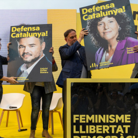 Pere Argaonès, Oriol Junqueras y Gabriel Rufián.