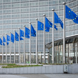Banderas de la UE en Bruselas.