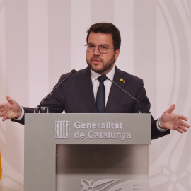 Pere Aragonès en la roda de premsa d'aquest dimarts.