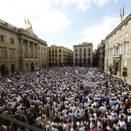 Concentració a Plaça de Sant Jaume en favor que s'obrin vies de diàleg entre el govern espanyol i la Generalitat de Catalunya / EFE