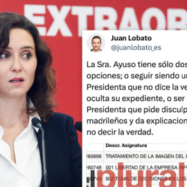 Lobato critica a Ayuso tras las últimas informaciones sobre su opaco expediente.