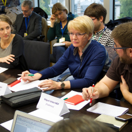 Los eurodiputados Marina Albiol, Gabi Zimmer y Miguel Urban.