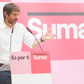 El portavoz de Sumar, Ernest Urtasun, en una rueda de prensa tras las elecciones generales del 23J, a 24 de julio de 2023, en Madrid.
