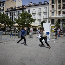 Vista de la plaza de Santa Ana en Madrid,. con algunos de los árboles que serán talados. -EUROPA PRESS | Jesús Hellín