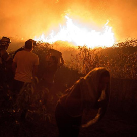 Los habitantes de la zonas arrasadas por el fuego han tratado de ayudar a los bomberos en la extinción. - BRAIS LORENZO (EFE)