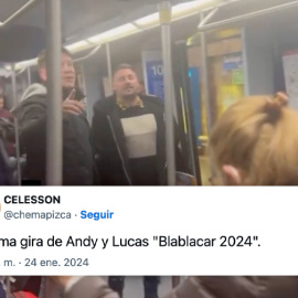 Andy y Lucas, en un mini concierto improvisado en el Metro de Madrid.