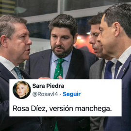 Emiliano García Page conversa en Fitur con Fernando López Miras, Carlos Mazón y Juanma Moreno.- EFE