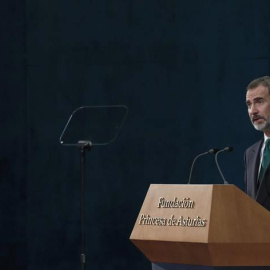 El rey durante su discurso en la entrega de los premios Princesa de Asturias. | EFE