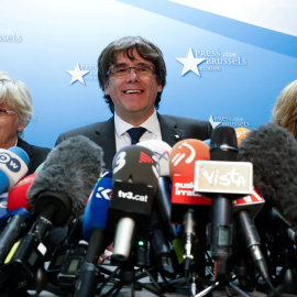 Carles Puigdemont, durante la rueda de prensa que dio el pasado día 31 desde Bruselas. - REUTERS