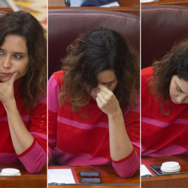 Isabel Díaz Ayuso en un combo de tres imágenes.- EDUARDO PARRA (EUROPA PRESS)