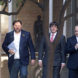 Junqueras, Puigdemont y Turull, hoy en Barcelona. EFE/Marta Pérez