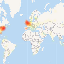 Mapa de incidencias del servicio Twitter. | Downdetector.com