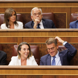 17/8/23 Feijoo, en su escaño, con Gamarra a su izquierda, este jueves en el Congreso.