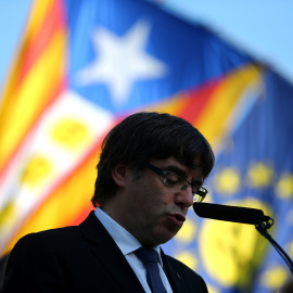 El president de la Generalitat, Carles Puigdemont, durante un acto en Barcelona el pasado domingo. - REUTERS