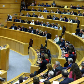 GRAF526. MADRID, 26/10/2017.- Vista general del Senado durante la intervención hoy de la vicepresidenta del Gobierno, Soraya Sáenz de Santamaría, ante la comisión que tramita las medidas aprobadas por el Ejecutivo en aplicación del artículo 155 de l
