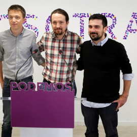 El líder de Podemos, Pablo Iglesias, en rueda de prensa ha anunciado que ha logrado que el diputado Íñigo Errejón y el secretario general de la formación en Madrid, Ramón Espinar, lleguen a un acuerdo para la candidatura que presentarán para la Com
