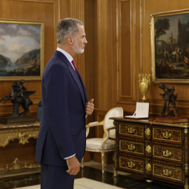 El rey Felipe VI, este lunes antes de recibir al portavoz de PNV, Aitor Esteban.