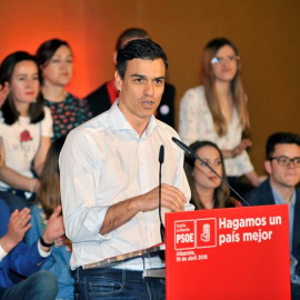 Pedro Sánchez, este jueves en Albacete. EFE/ Manu