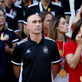 El presidente de la RFEF, Luis Rubiales, en una ceremonia celebrada en Moncloa, a 22 de agosto de 2023.