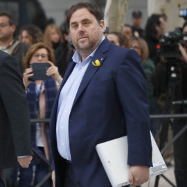 Oriol Junqueras, a su llegada a la Audiencia Nacional. / EFE