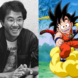 Montaje con una imagen de Akira Toriyana y una fotografía de la serie 'Dragon Ball'.