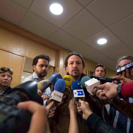Pablo Iglesias, en Santander este viernes. EFE/Pedro Puente Hoyos