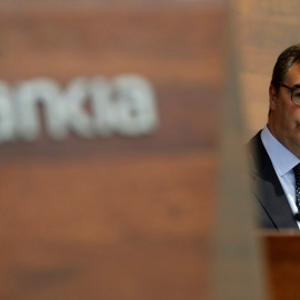 El consejero delegado de Bankia, José Sevilla, durante la presentación de los resultados de la entidad hasta septiembre. EFE/ Ballesteros