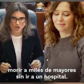 Manuela Bergerot e Isabel Díaz Ayuso en la Asamblea de Madrid.