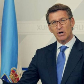 El presidente de la Xunta, Alberto Núñez Feijóo, durante su declaración institucional por los incendios de Galicia. Archivo EFE