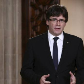 Carles Puigdemont durante una declaración institucional. EFE/Archivo