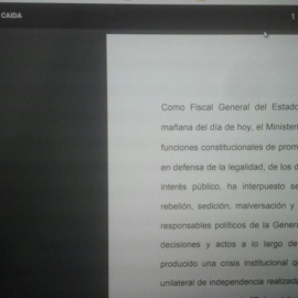 "Más dura será la caída": así titula la Fiscalía el archivo del comunicado de las querellas contra Puigdemont y Forcadell