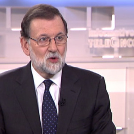 El presidente del Gobierno, Mariano Rajoy, en un momento de su entrevista en Telecinco.