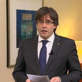 Puigdemont, durante su mensaje de vídeo.
