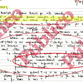 Fragmento de las anotaciones manuscritas por Josep Maria Jové, ex secretario general de Vicepresidencia de la Generalitat, en su agenda Moleskine intervenida por la Guardia Civil en un registro en su domicilio.