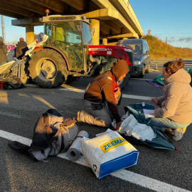 11/03/2024 - Dos manifestants contra el Hard Rock i el projecte de Lotte Energy aquest dilluns al matí a l'AP-7.