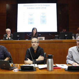 Los sociólogos Chabier Gimeno y Natxo Sorolla y el lingüista Javier Giral explicaron la situación de las lenguas minoritarias ante la Comisión de Comparecencias de las Cortes de Aragón