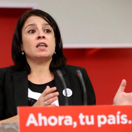 Adriana Lastra durante su intervención en Ferraz. | CHEMA MOYA (EFE)