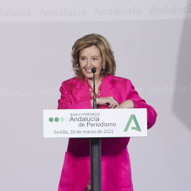 La periodista, María Teresa Campos, durante la entrega de los XXXVI Premios Andalucía de Periodismo en Sevilla (Andalucía, España), a 30/03/2022.