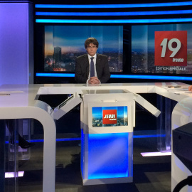 Carles Puigdemont durante la entrevista en RTBF. - REUTERS