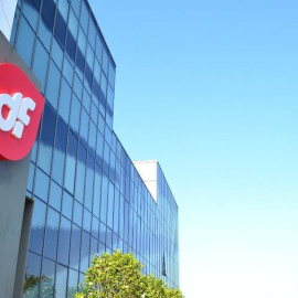 Logo del grupo de ingeniería asturiano Duro Felguera en Gijón. EFE