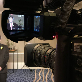 El president de la Generalitat, Carles Puigdemont, durant la seva intervenció al programa 'Els Matins' de TV3 ./JuntsxCat