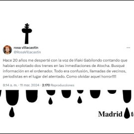 'Collage' con una ilustración en memoria del 11-M y un tuit